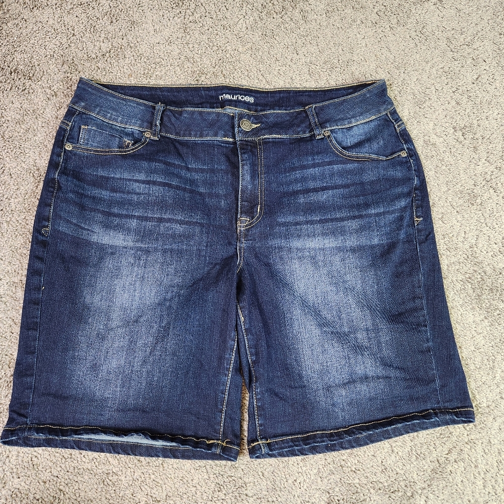 MAURICES Womens Distressed Jean Shorts Stretchy 18W